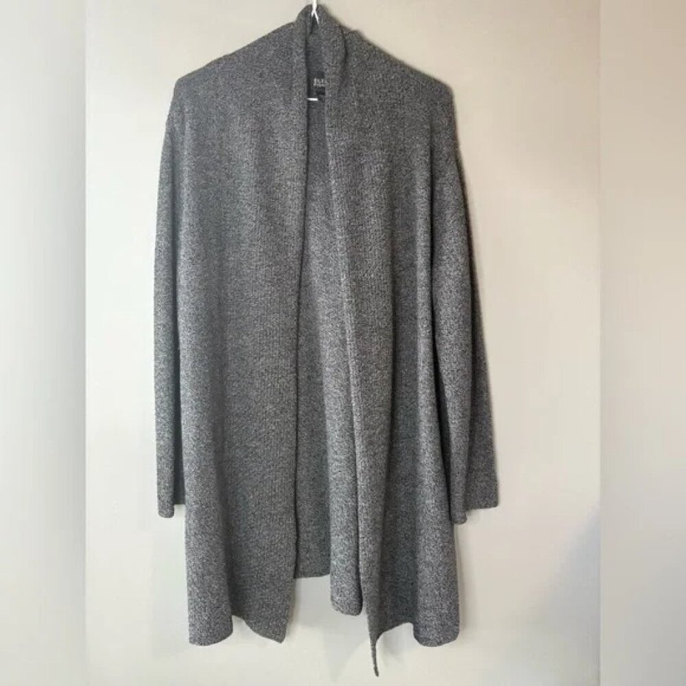Eileen Fisher Charcoal Open Front Cape size M, 100% merino wool ** READ **
